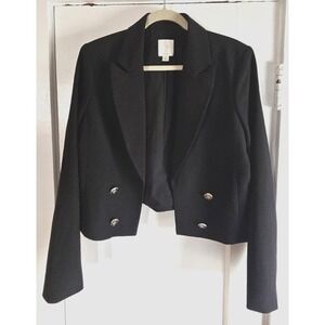 joie blazer open front woman Sz‎ L black buttons detailed jacket stretchy